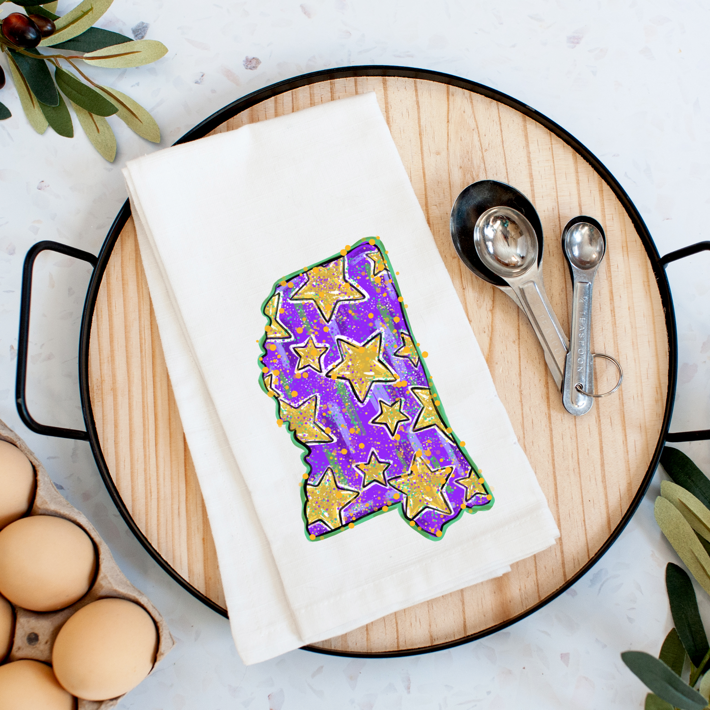 Mississippi State Mardi Gras Kitchen Towel