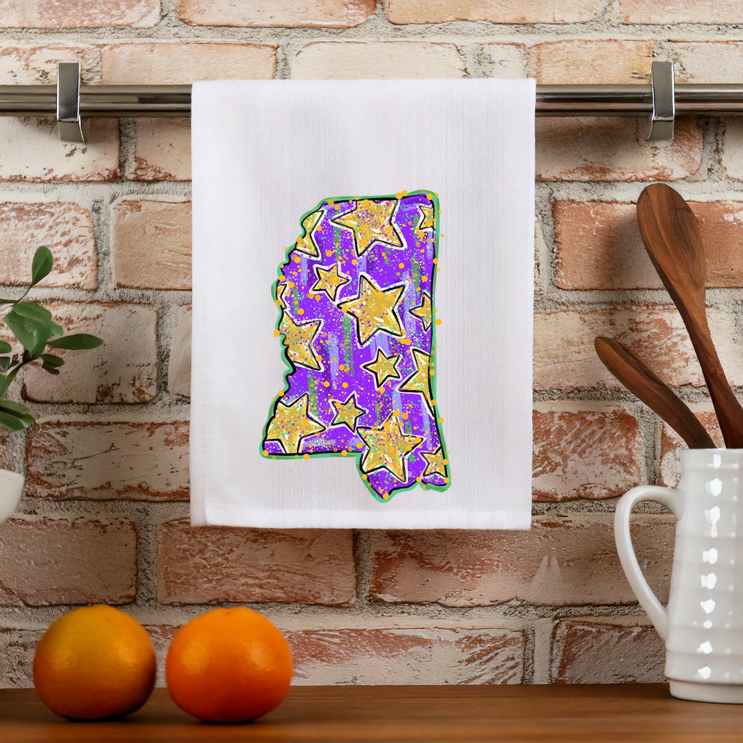 Mississippi State Mardi Gras Kitchen Towel