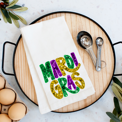 Mardi Gras Sequin Kitchen Tea Towel