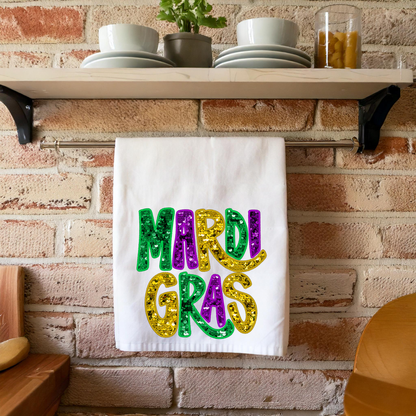 Mardi Gras Sequin Kitchen Tea Towel