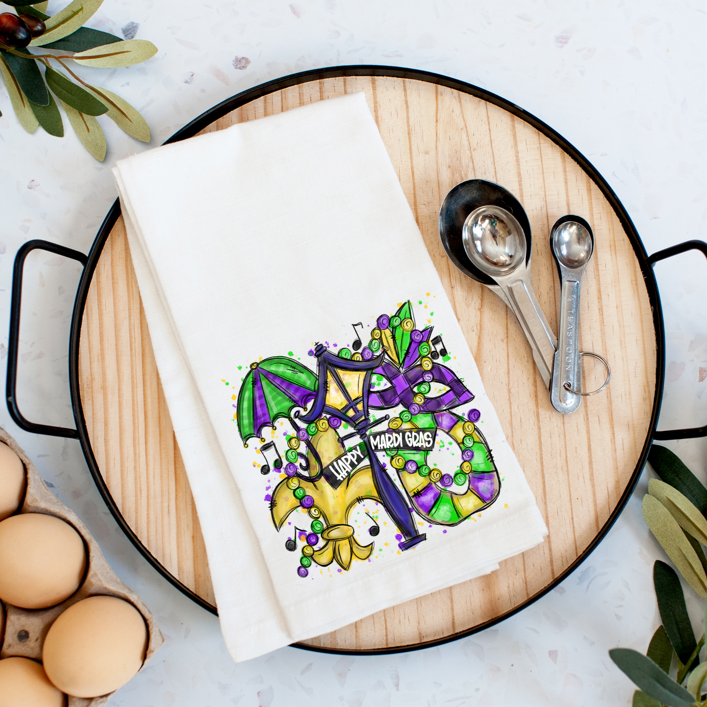 Happy Mardi Gras Tea Towel