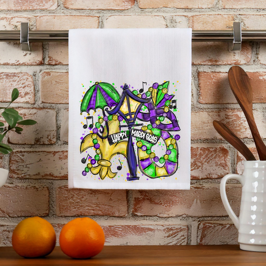 Happy Mardi Gras Tea Towel