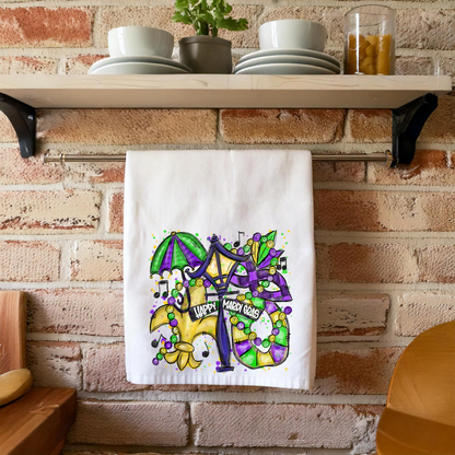 Happy Mardi Gras Tea Towel