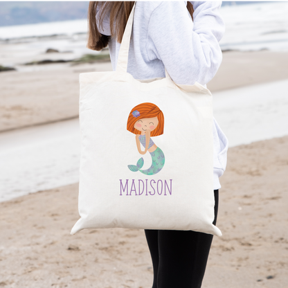 Personalized Mermaid Girls Beach Bag