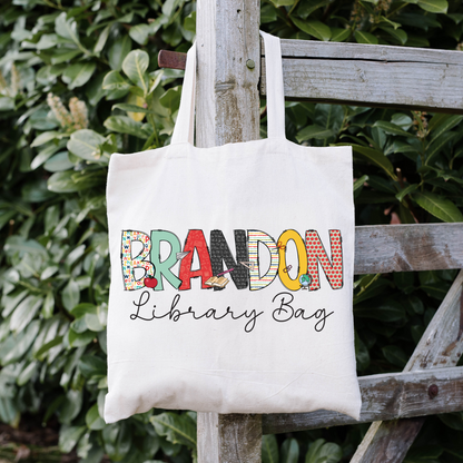 Personalized Boys Library Tote Bag