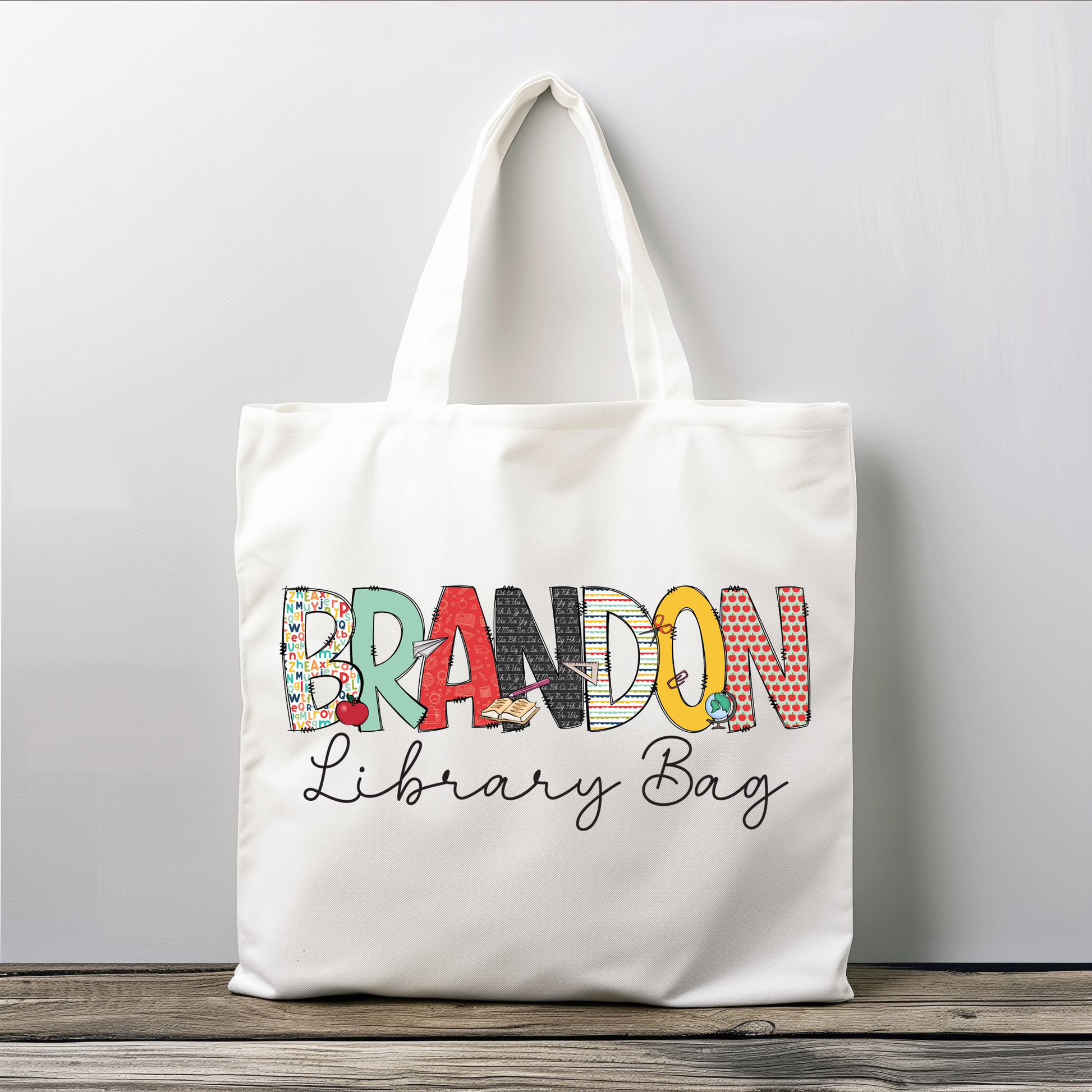 Personalized Boys Library Tote Bag