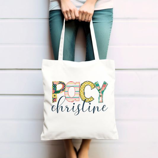 Personalized Girly Tote Bag