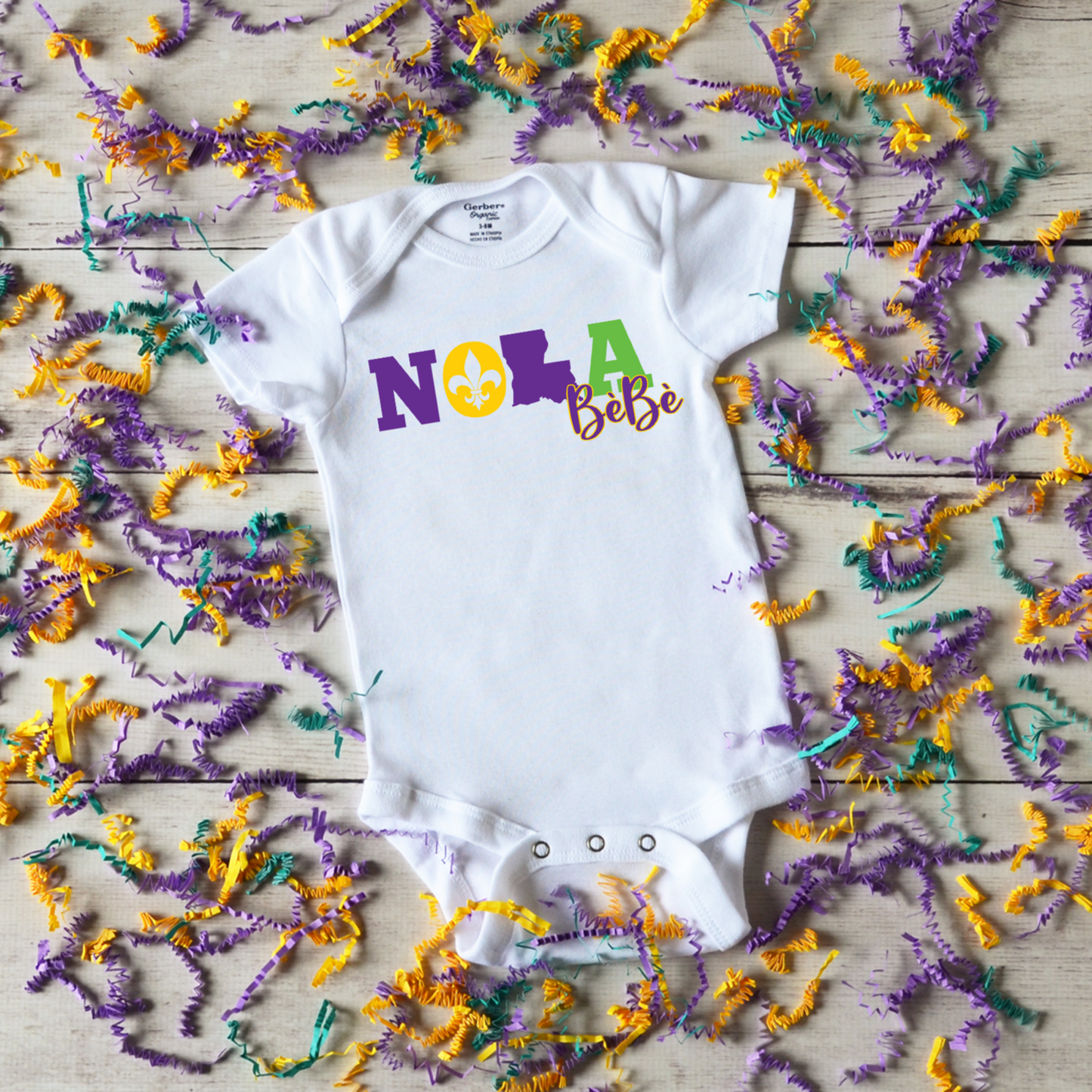 Nola Bebe Onesie, Mardi Gras Baby Onesie