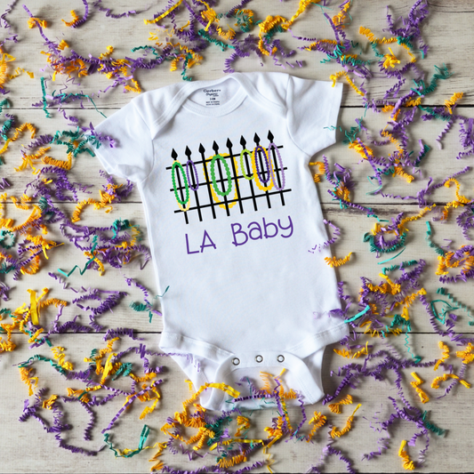 Mardi Gras Beads Onesie, Louisiana Baby Bodysuit