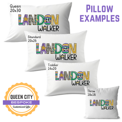 Personalized Mardi Gras Pillow, Boys Mardi Gras Decoration