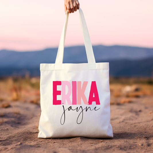 Pink Name Tote Bag