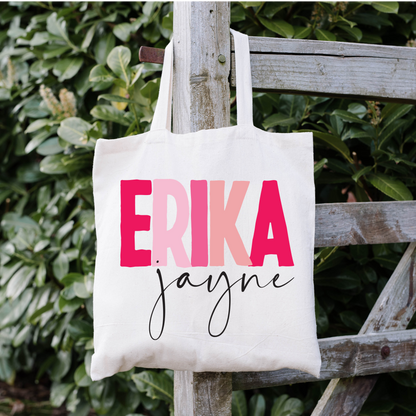 Pink Name Tote Bag