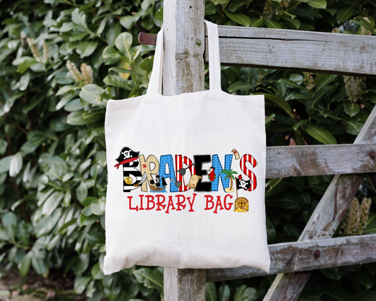 Personalized Pirate Themed Library Bag