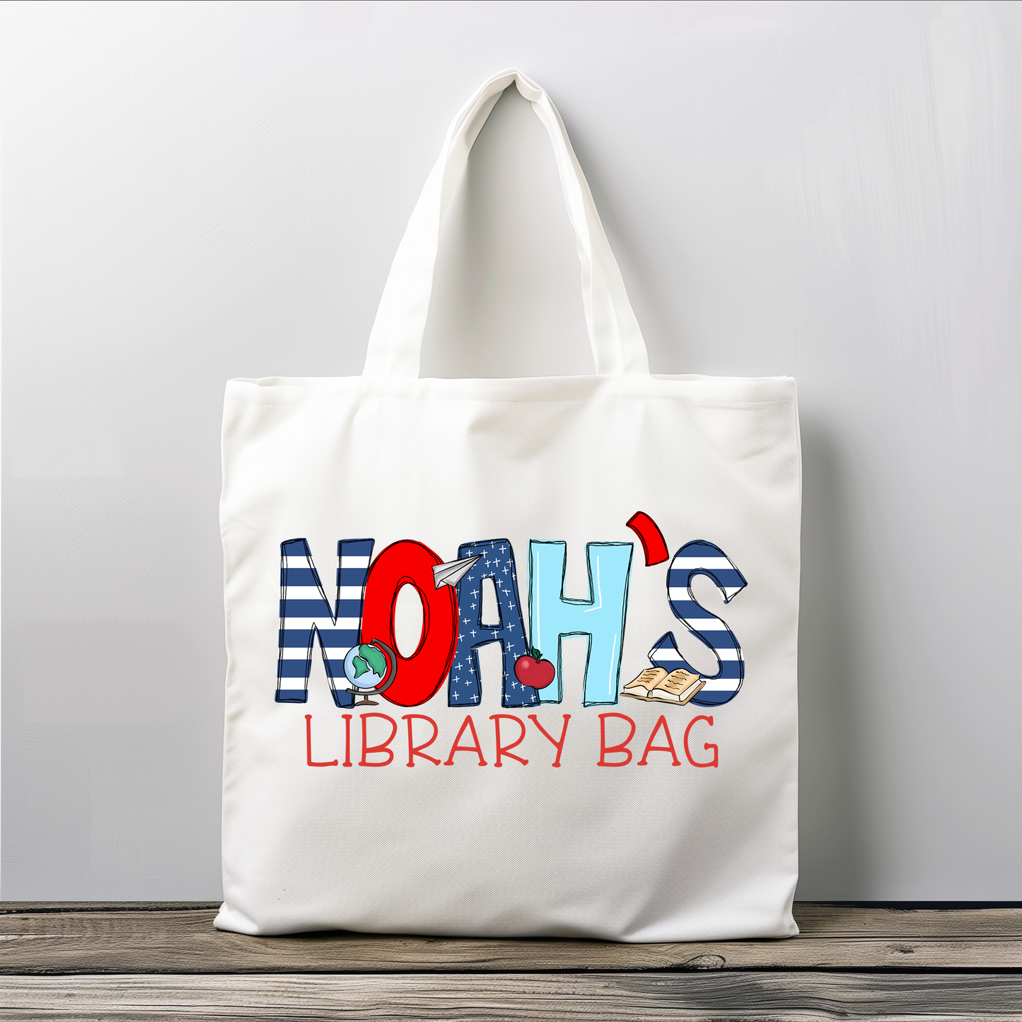 Personalized Boys Library Tote Bag