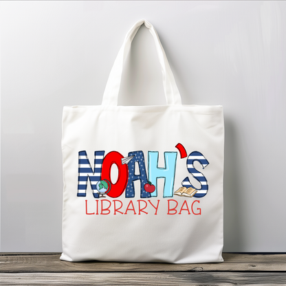 Personalized Boys Library Tote Bag