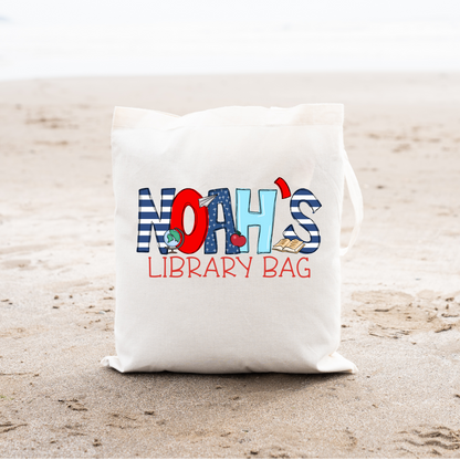 Personalized Boys Library Tote Bag