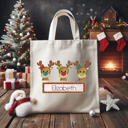 Personalized Boys Reindeer Tote Bag