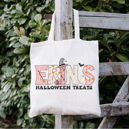 Girls Personalized Halloween Tote Bag