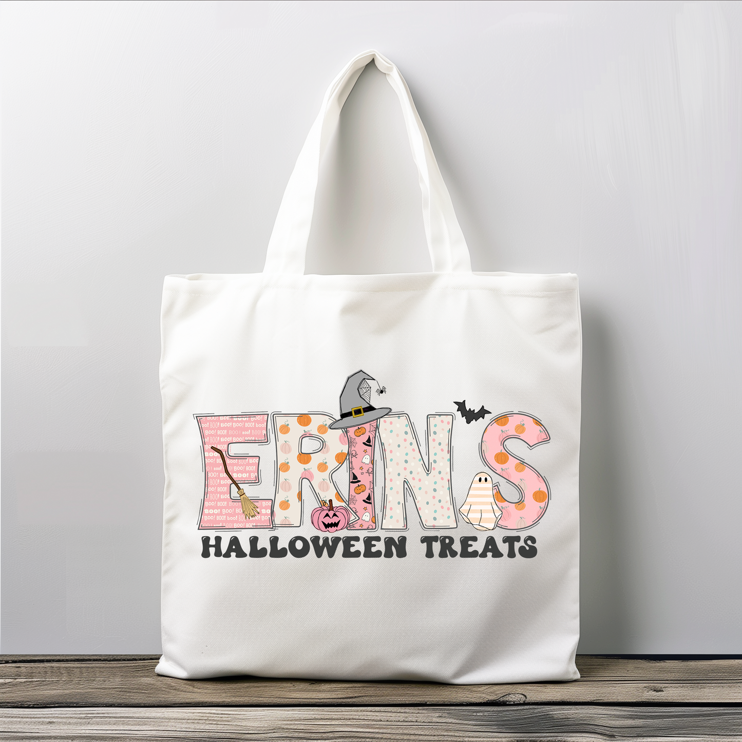 Girls Personalized Halloween Tote Bag