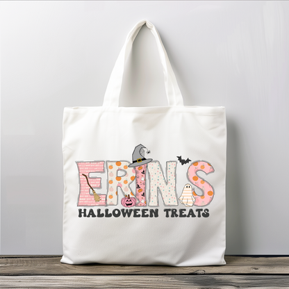 Girls Personalized Halloween Tote Bag