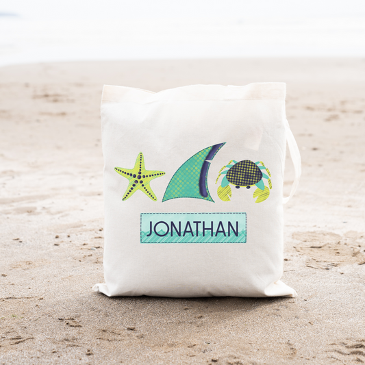 Boys Name Beach Tote Bag