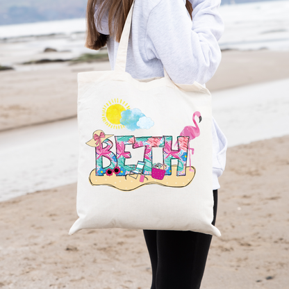 Flower Patterned Summer Girls Beach Tote Bag