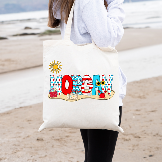 Girls Summer Name Beach Bag