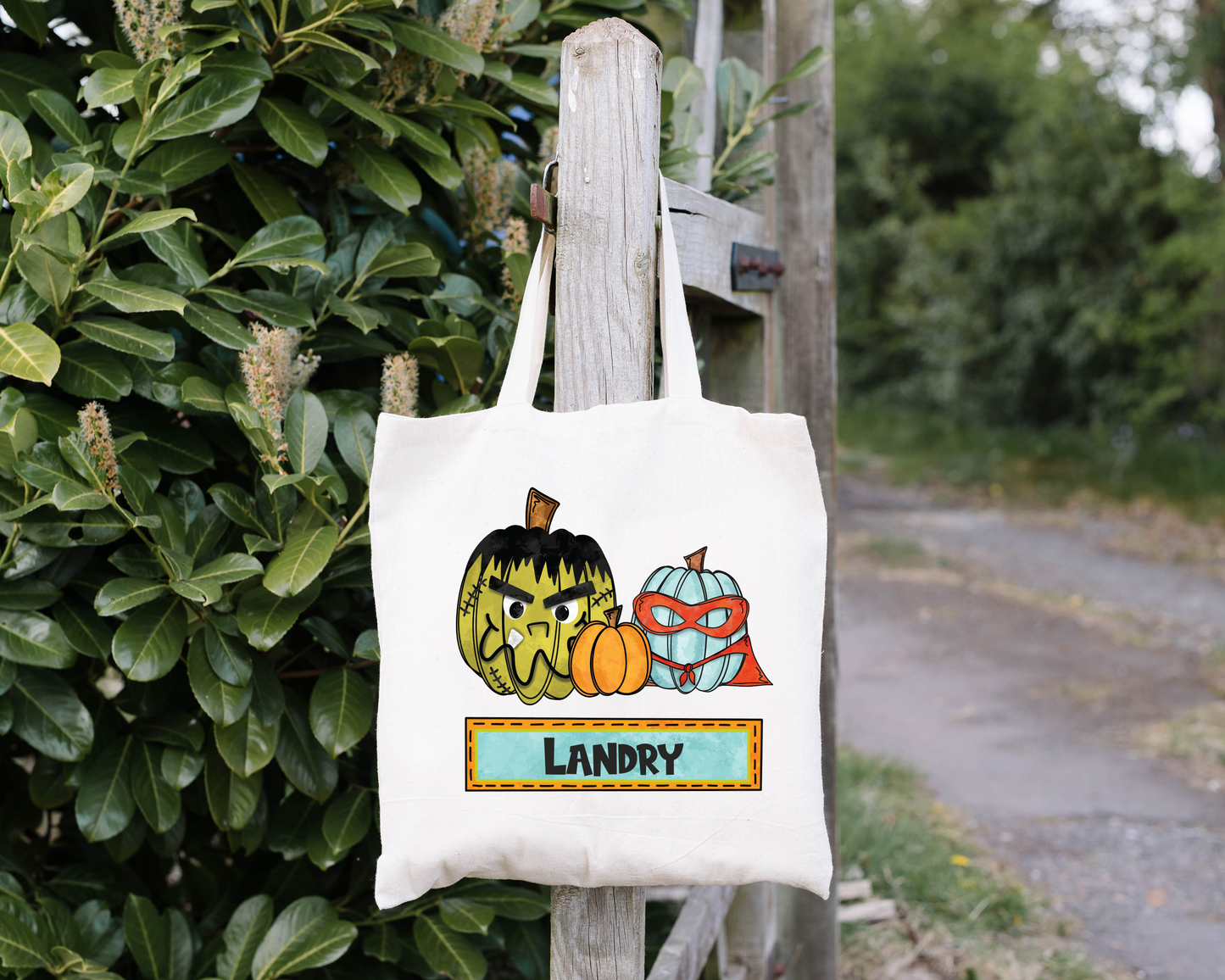 Personalized Superhero Pumpkin Halloween Tote Bag