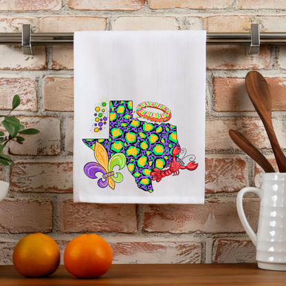 Texas Leopard Mardi Gras Kitchen Towel