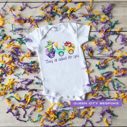 Mardi Gras Baby Onesie, They All Asked For You Onesie