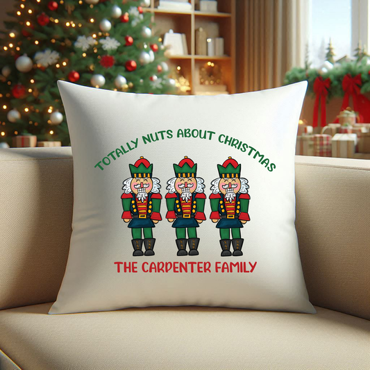 Personalized Nutcracker Christmas Pillow Cover, Nuts About Christmas Pillow Cover, Nutcracker Christmas Pillow, Christmas Throw Pillow