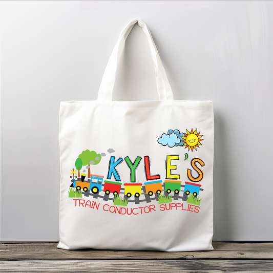 Kids Name Train Set Tote Bag