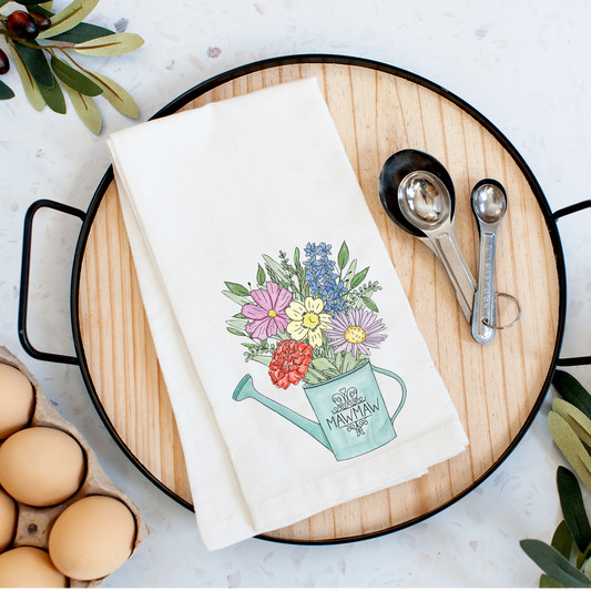 Create Your Own Birth Month Flower Bouquet Tea Towel