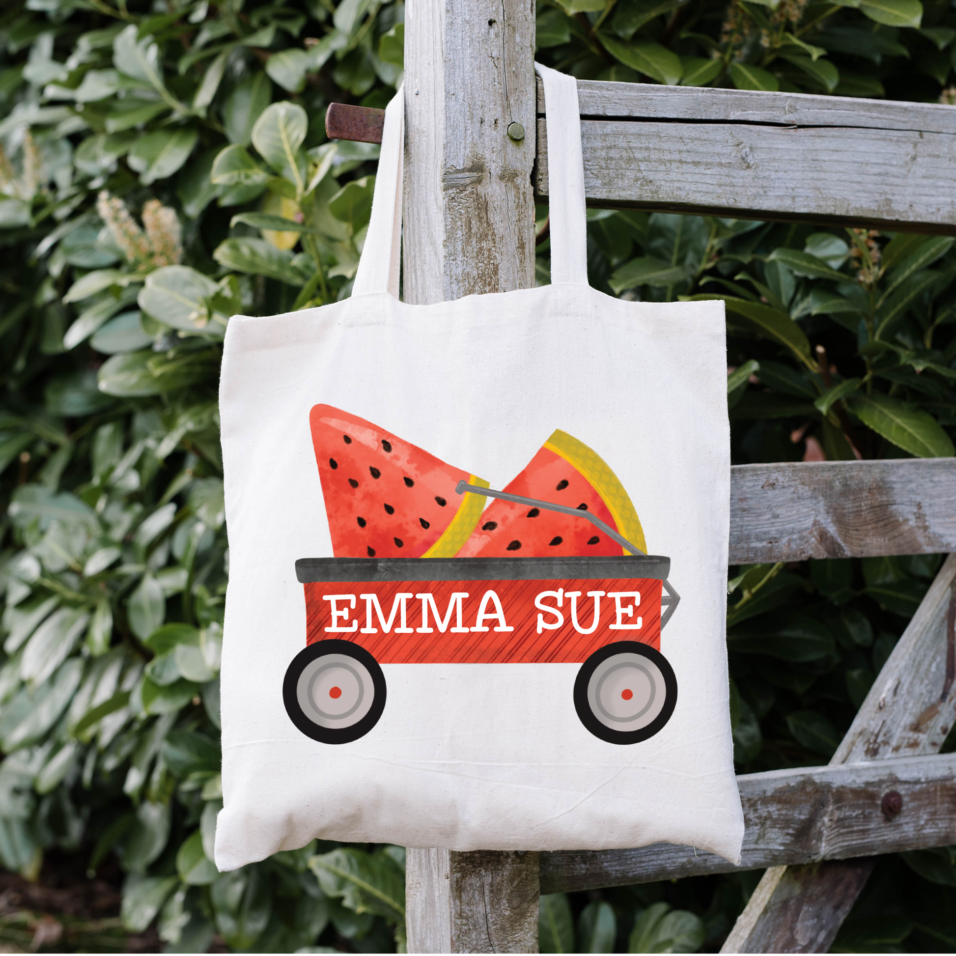 Little Red Wagon Name Tote Bag