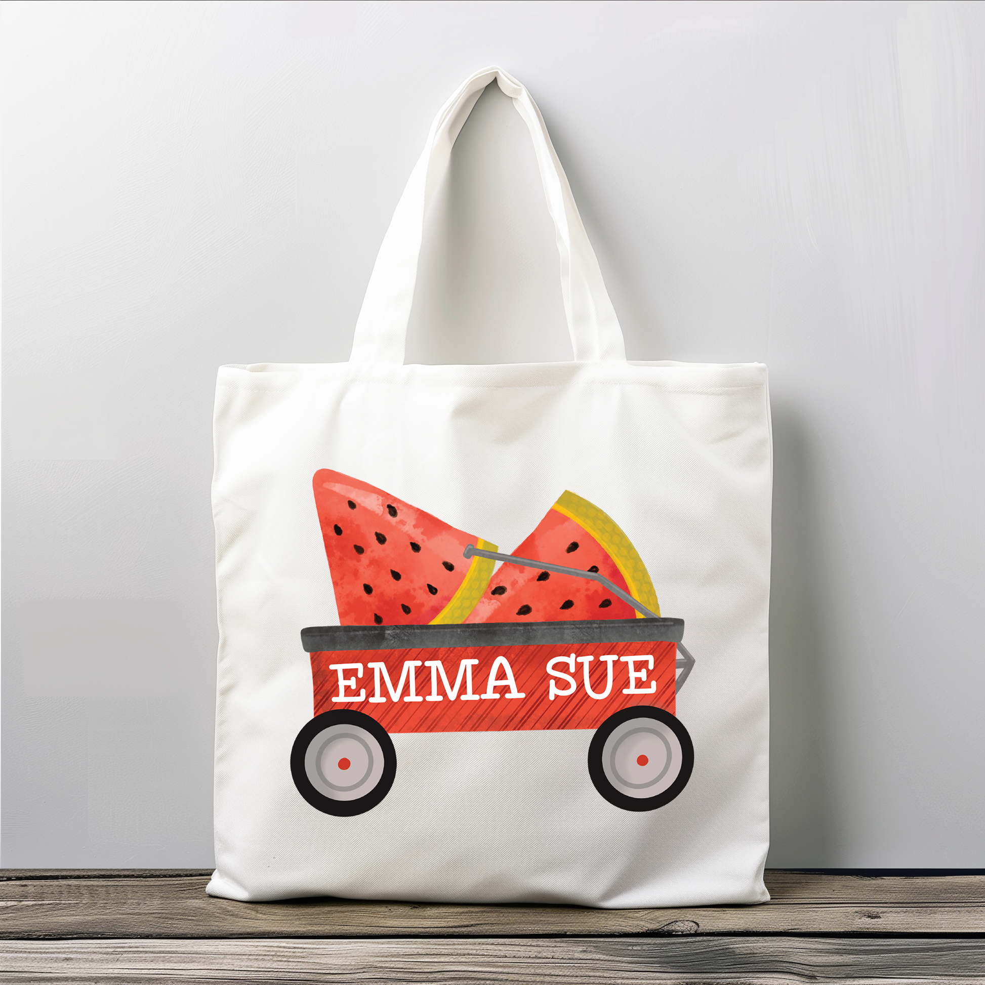 Little Red Wagon Name Tote Bag