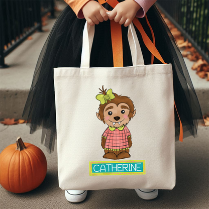 Girls Name Monster Halloween Bag